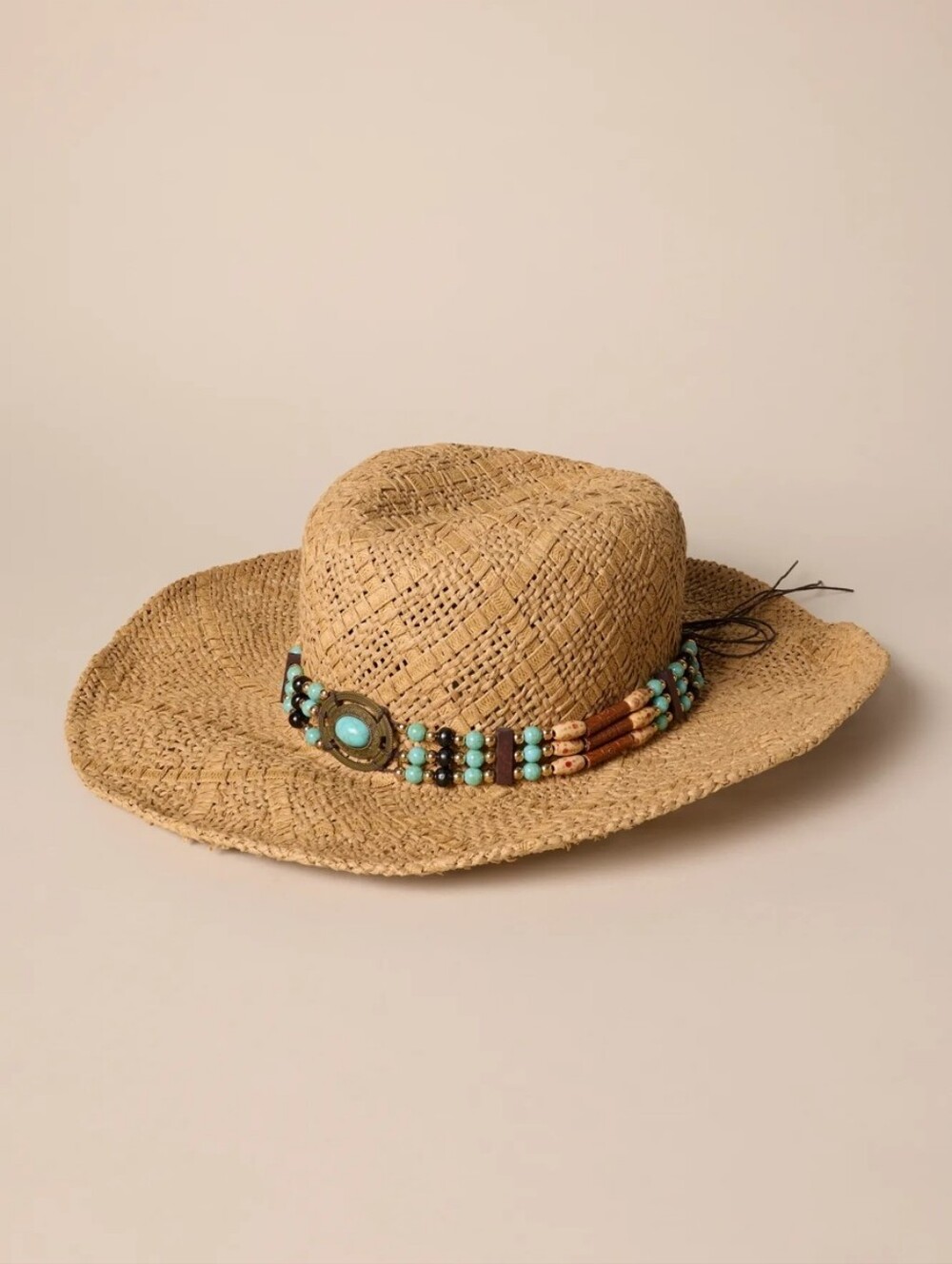 NWT Lucky Brand Cowboy Hat with Turquoise Beading